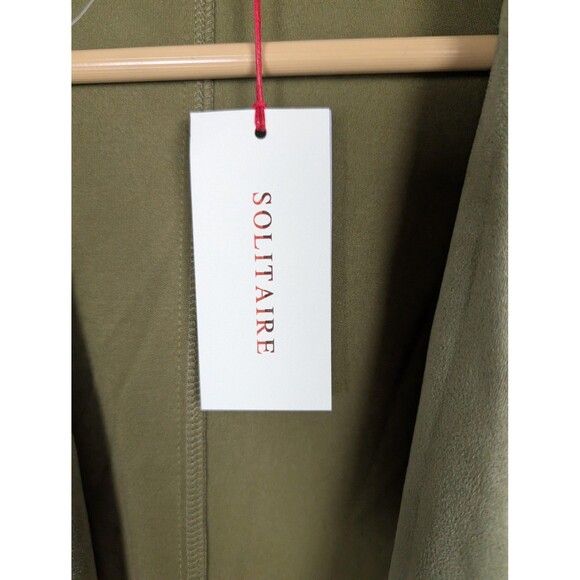 Solitaire Jacket Womens Medium Olive Belted Utility Safari Faux Suede 2-3351 - Picture 4 of 10